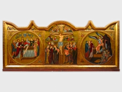 Kreuzigungsretabel von 1230 – 1240 | Pergament auf Eichenholz | ca. 89 x 194 cm | Kopie von R. Böhnke, 1937